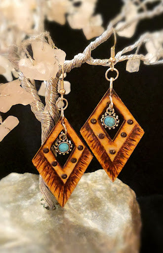 Diamond Shaped Turquoise Earrings