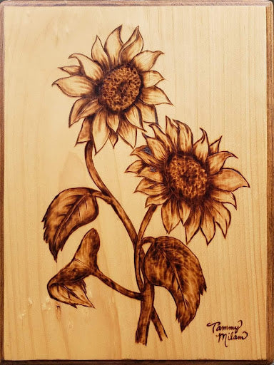 Sunflowers on Pine